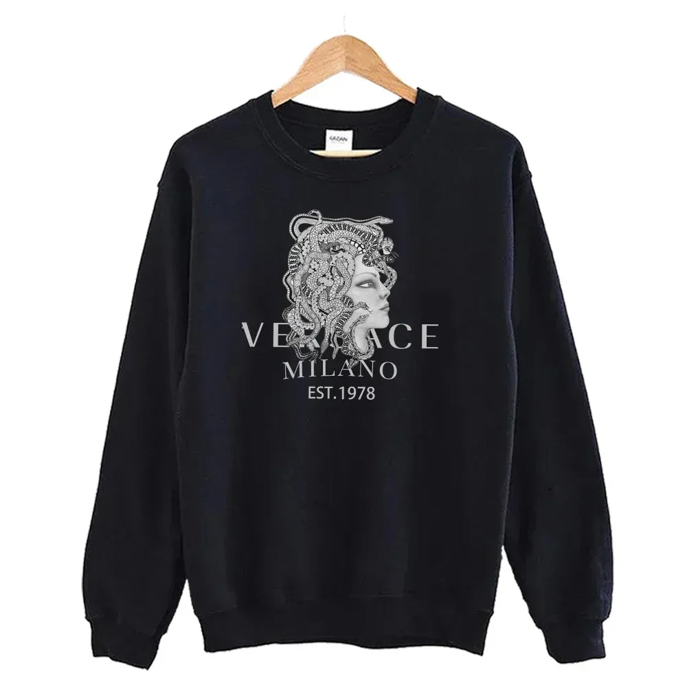 Round Neck Sweatshirt Luxury Two-Piece Set