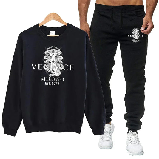 Round Neck Sweatshirt Luxury Two-Piece Set