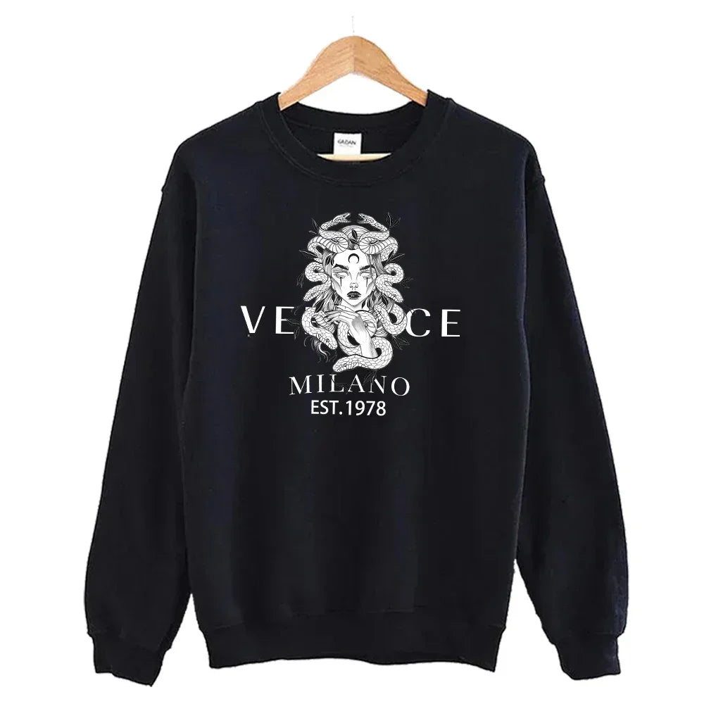 Round Neck Sweatshirt Luxury Two-Piece Set