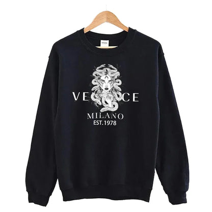 Round Neck Sweatshirt Luxury Two-Piece Set