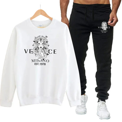 Round Neck Sweatshirt Luxury Two-Piece Set