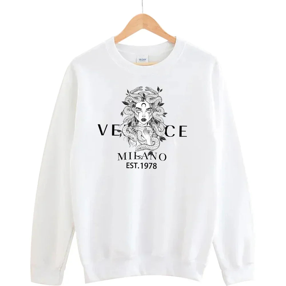 Round Neck Sweatshirt Luxury Two-Piece Set
