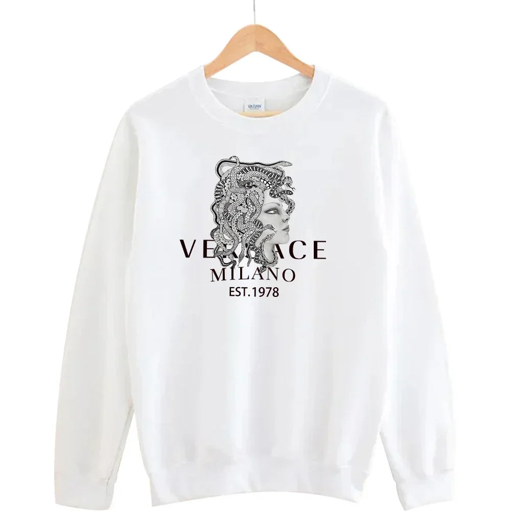 Round Neck Sweatshirt Luxury Two-Piece Set