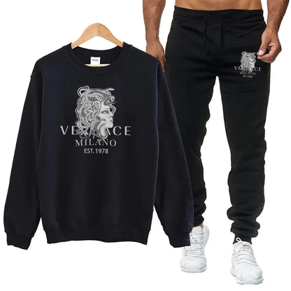 Round Neck Sweatshirt Luxury Two-Piece Set